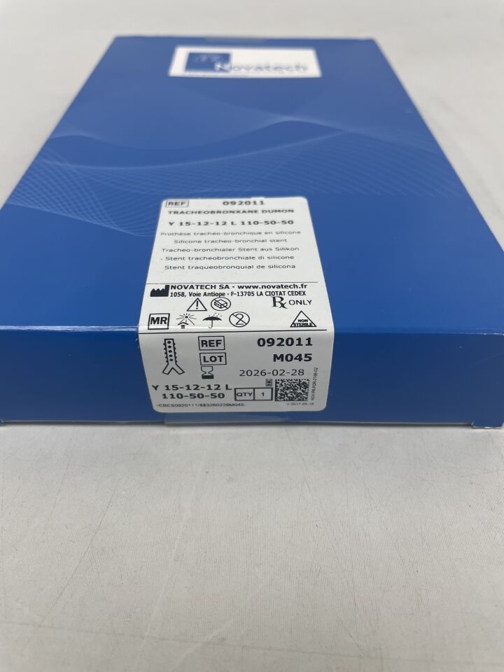92011  -  NOVATECH  -  Tracheobronxane dumon, Silicone Tracheo-Bronchial Stent, Y Shape, 15-12-12 diameters, 110-50-50mm lengths , ( BX/1 )  -  ( Expiry Date : 2026-02-28 )