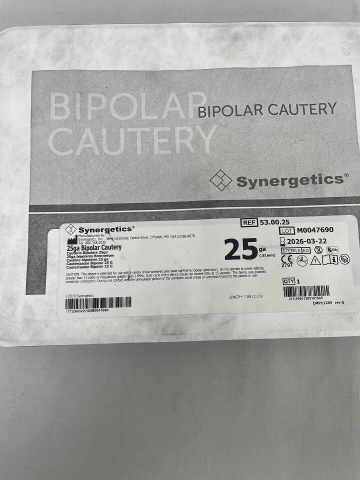 53.00.25  -  SYNERGETICS  -  25ga Bipolar Cautery , ( EA )  -  ( Expiry Date : 2026-03-22 )