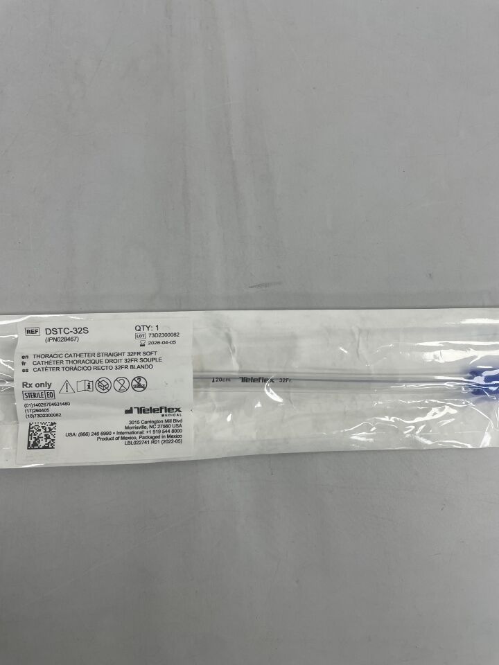DSTC-32S - TELEFLEX - 胸腔導管直型 32 法式軟型，（EA）-（有效期限至：2026-04-05）
