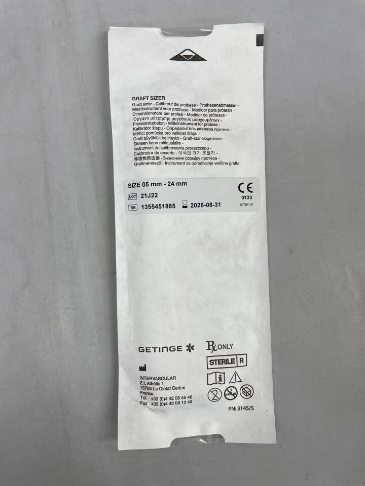 M002363200201  -  MAQUET  -  Graft Sizers, size 05 mm - 24 mm , ( EA )  -  ( Expiry Date : 2026-08-31 )