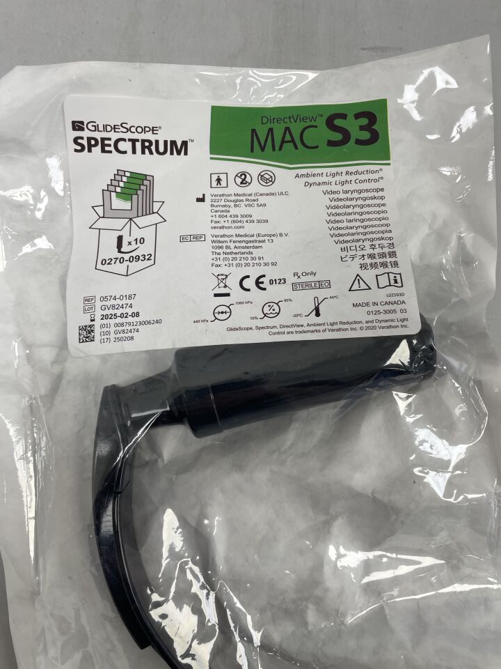 0574-0187  -  VERATHON MEDICAL  -  glidescope spectrum video laryngoscope mac s3 , (  )  -  ( Expiry Date : 2025-02-08 )
