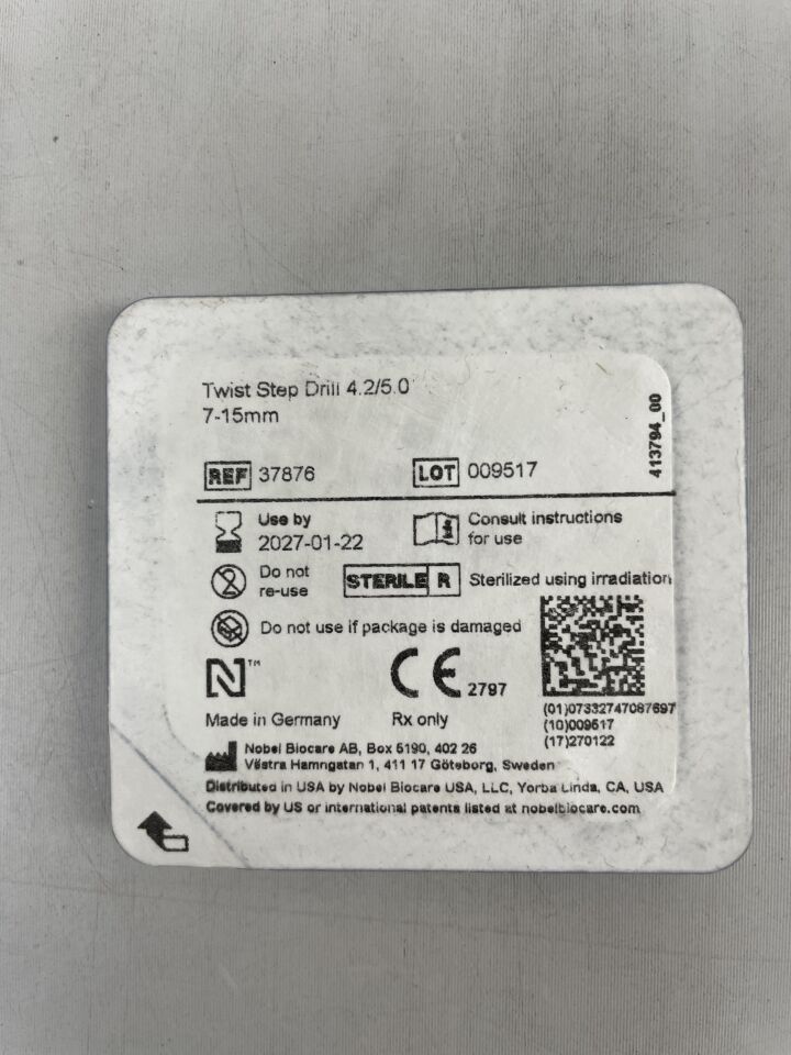 37876 - NOBEL BIOCARE - Broca helicoidal escalonada 4,2/5,0 7-15 mm, ( ) - ( Fecha de caducidad : 22/01/2027 )