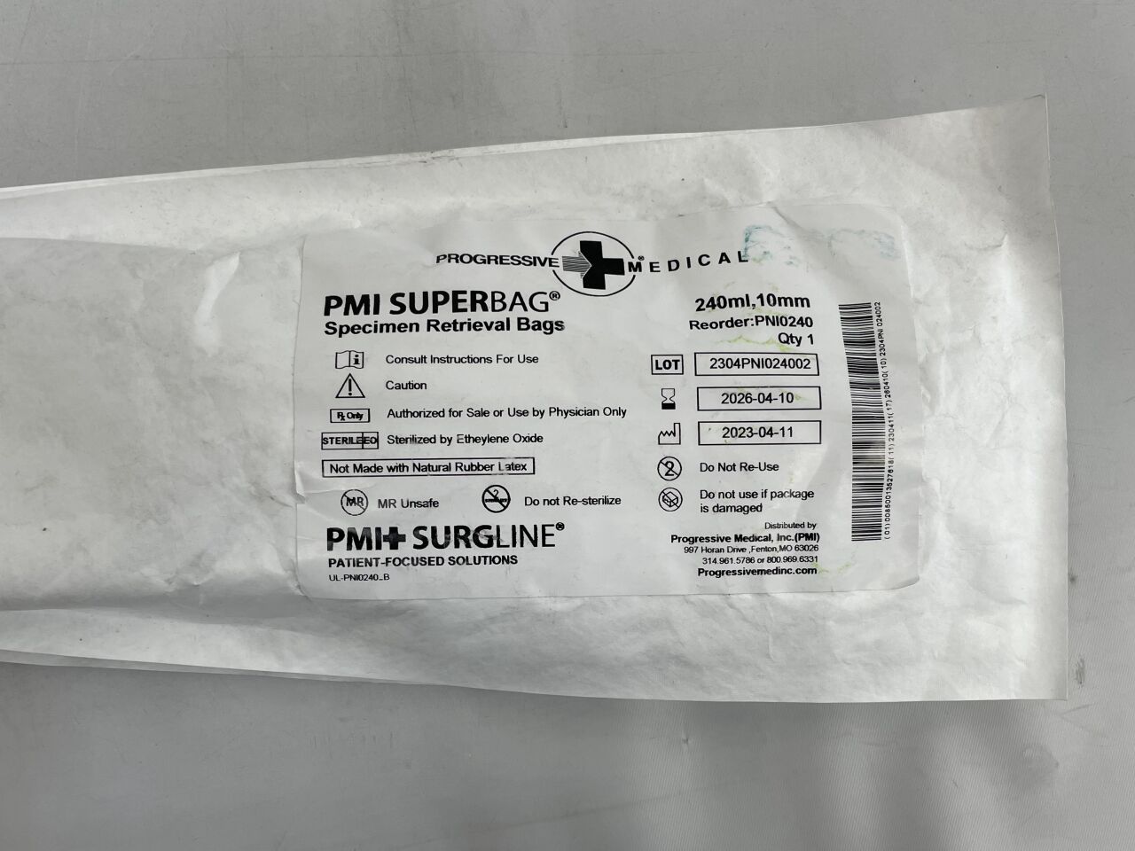 PNI0240 - DANNIK - Bolsa de nailon para extracción de muestras PMI Superbag con introductor, mediana, 10 mm/240 ml, ( ) - ( Fecha de caducidad: 10/04/2026 )
