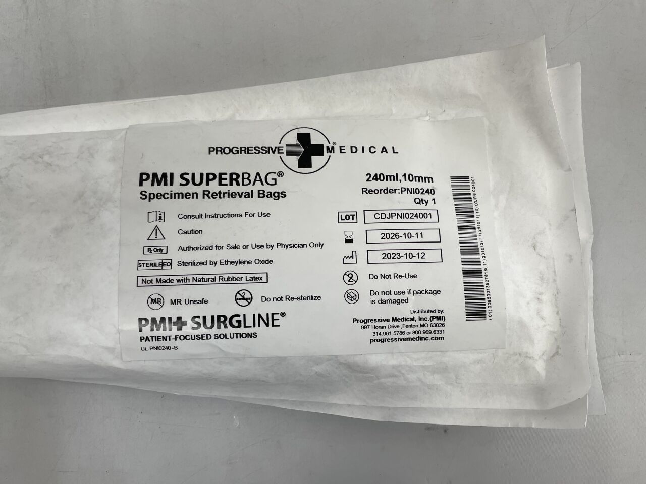 PNI0240 - DANNIK - Bolsa de nailon para extracción de muestras PMI Superbag con introductor, mediana, 10 mm/240 ml, ( ) - ( Fecha de caducidad: 11/10/2026 )