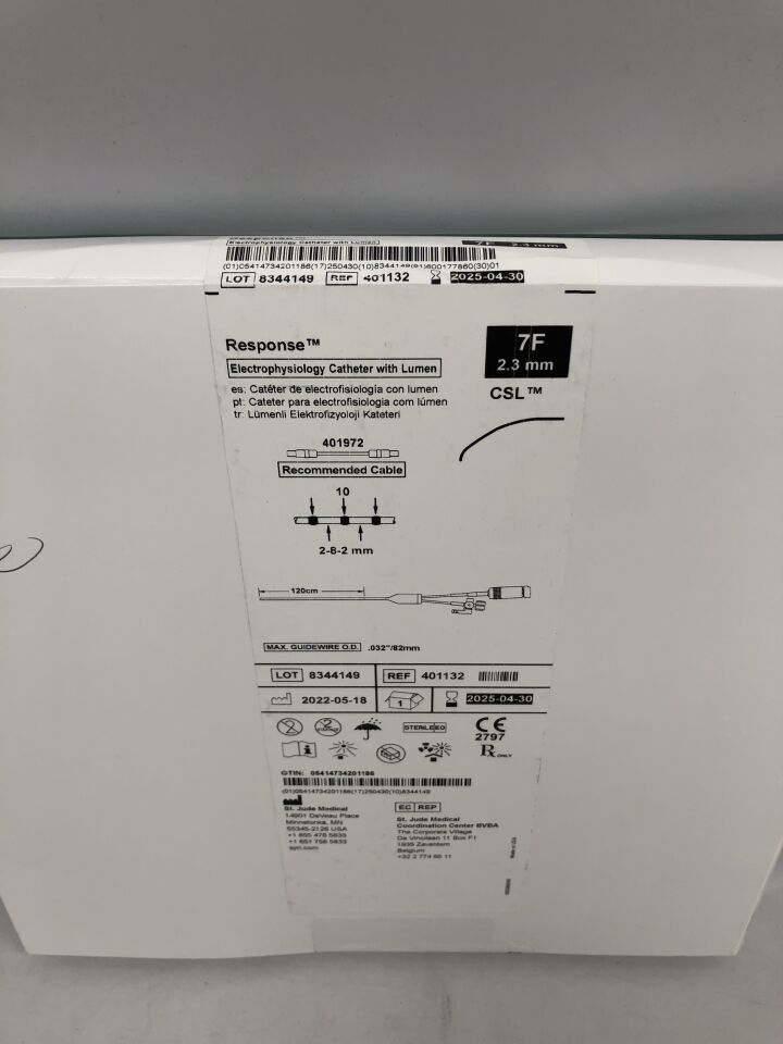 401132 - ST JUDE - Catéter de electrofisiología de respuesta con lumen, 7 f x 120 cm, (Caja/1) - (Fecha de caducidad: 2025-04-30)