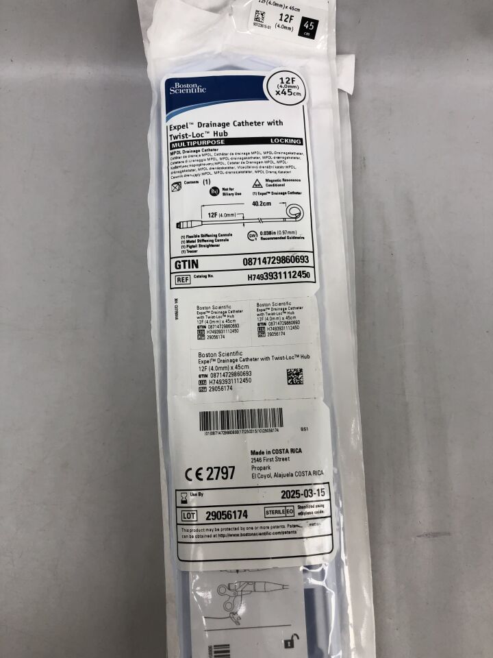 393111245 - 波士頓科學 - 帶 Twist-Loc 接頭的 Expel 引流導管，多用途，鎖定式，12F x 45cm，（EA）-（有效期至：2025-03-15）