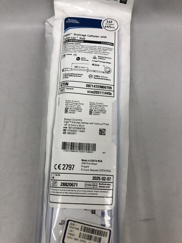 393111445 - BOSTON SCIENTIFIC - Catéter de drenaje Expel con conector Twist-Loc, multiusos, 14 Fr x 45 cm (unidad) - (Fecha de caducidad: 07/02/2025)