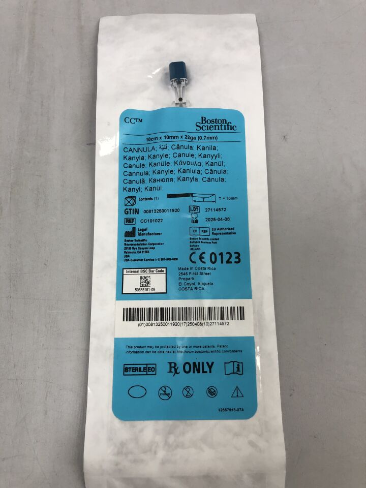 CC101022 - BOSTON SCIENTIFIC - Cánula, 10 cm x 10 mm x 22 G, (unidad) - (Fecha de caducidad: 08/04/2025)