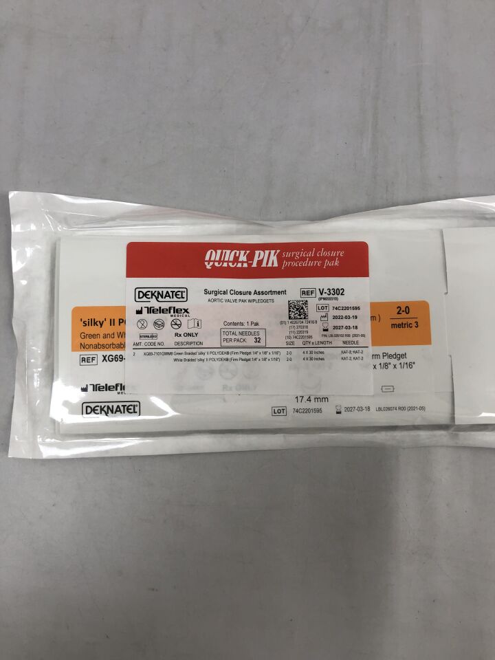 V-3302 - TELEFLEX - Quick-Pik 手術縫合包，主動脈瓣膜（含墊片），（EA）-（有效期至：2027-03-18）