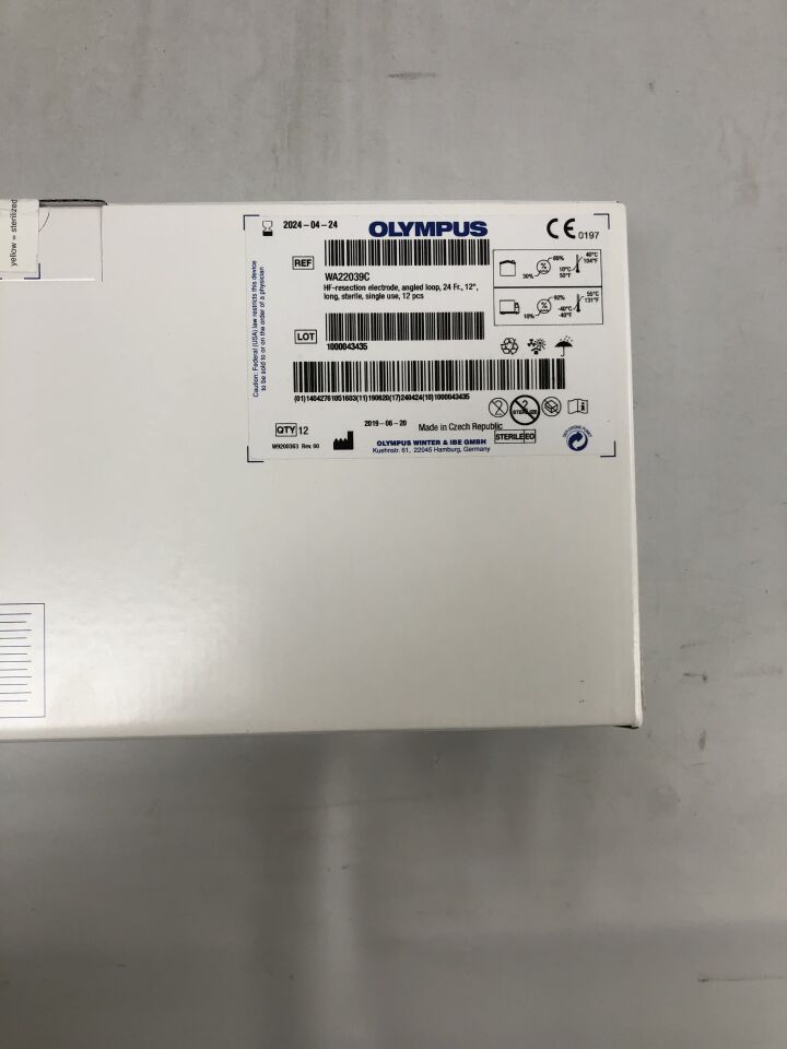 WA22039C - OLYMPUS - HF RESECTION ROLLER ELECTRODE, Angled Loop, LONG, 12 degree, 24F, (BX/12) - ( Expiry Date: 2024-04-24 )