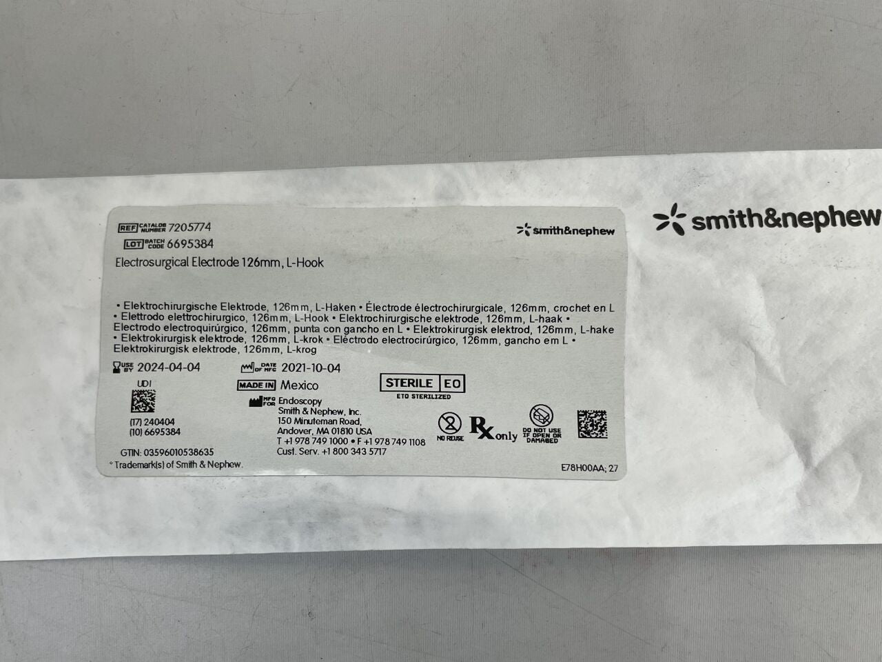 7205774 - SMITH & NEPHEW - electrosurgical electrode, 90° l-hook tip, () - ( Expiry Date: 2024-04-04 )