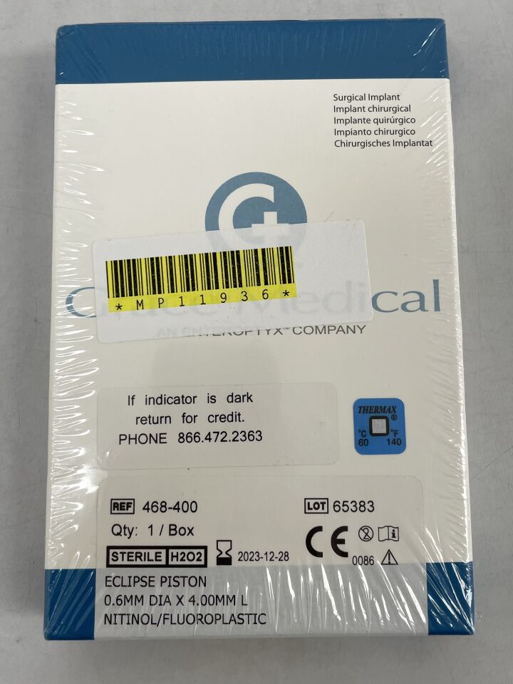 468-400 - GRACE MEDICAL - eclipse piston 0.6mm dia x 4.00mm l nitinol/fluoroplastic, (BX/1) - ( Expiry Date: 2023-12-28 )
