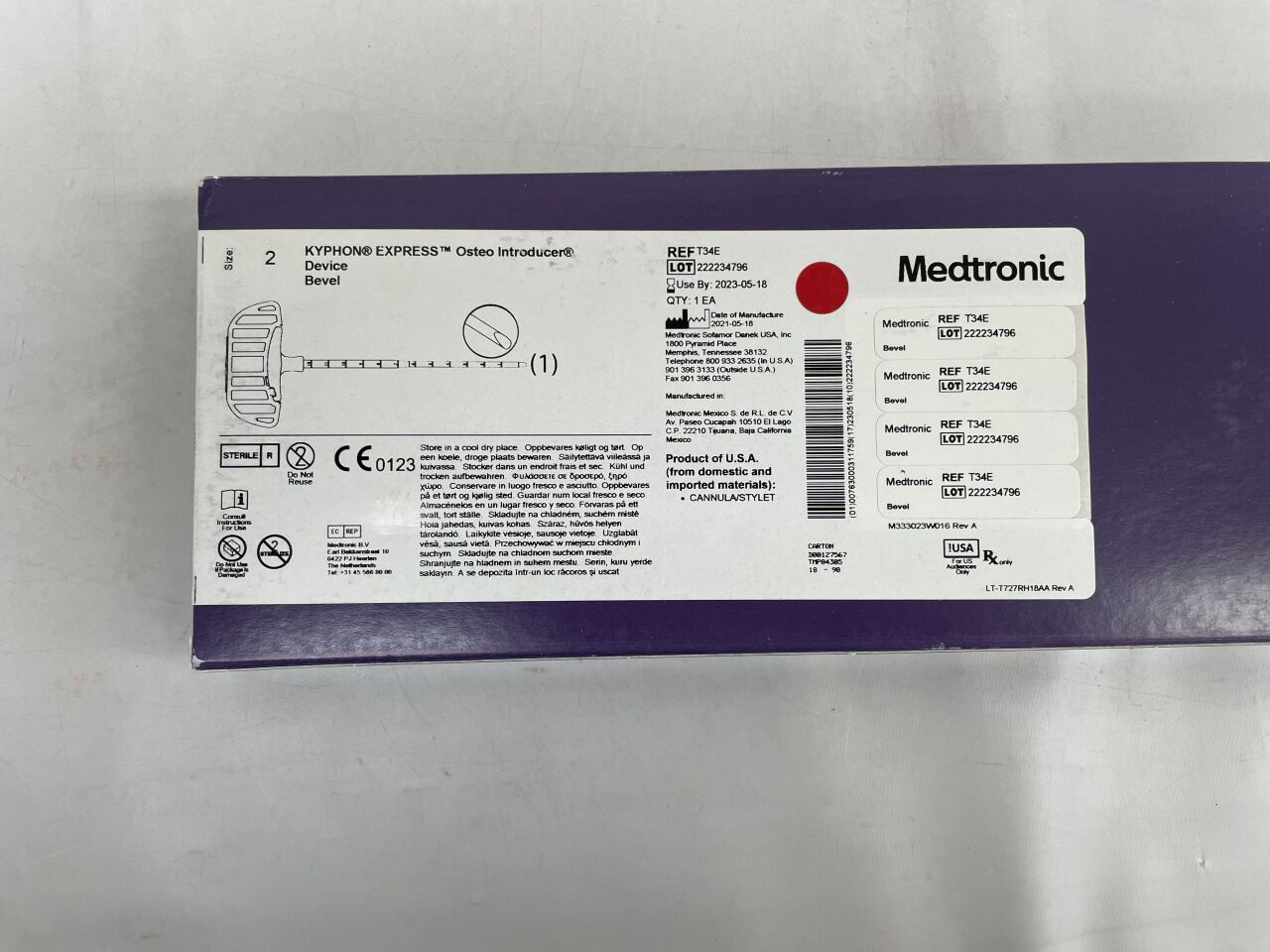 T34E - MEDTRONIC - kyphon express osteo introducer device, bevel size 2, (EA) - ( Expiry Date: 2023-05-18 )