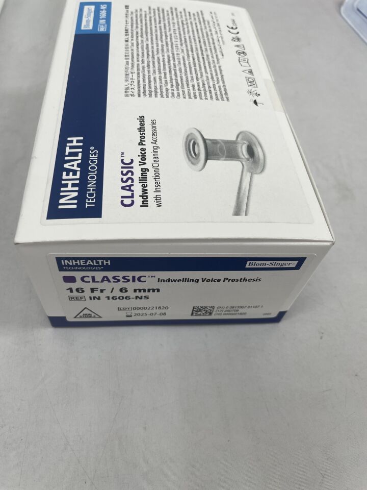 Box of INHEALTH Technologies Classic indwelling voice prosthesis 16 Fr 6 mm medical device