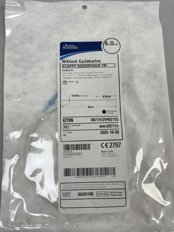 20711 - BOSTON SCIENTIFIC - Guía de nitinol de 6,0 cm (unidad) - (Fecha de caducidad: 02/10/2025)