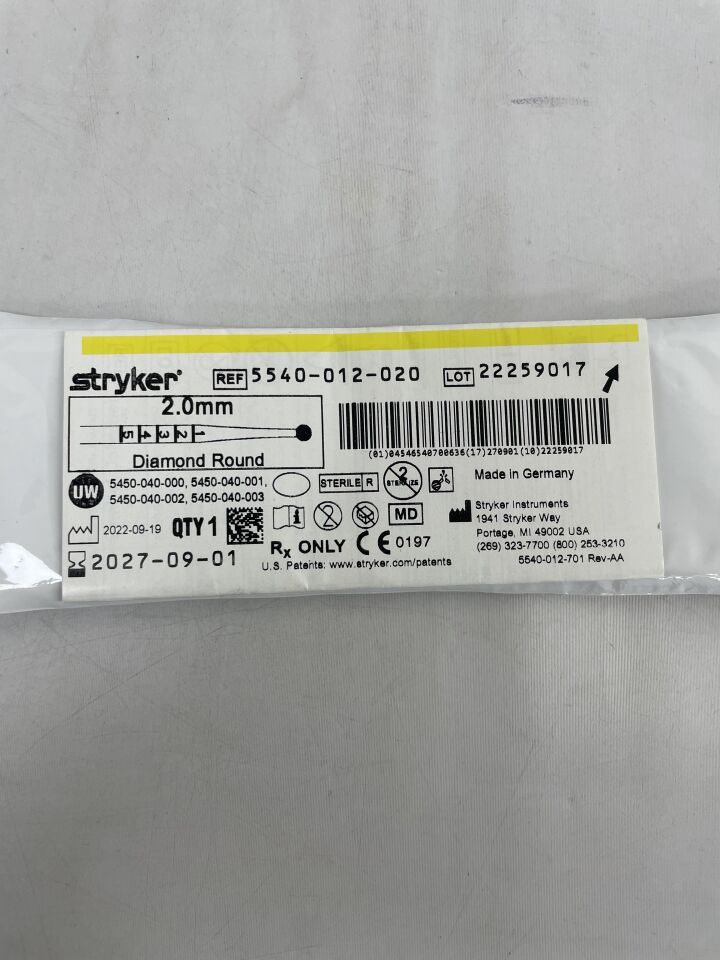 5540-012-020  -  STRYKER  -  s2 diamond round bur 2.0mm , ( EA )  -  ( Expiry Date : 2027-09-01 )