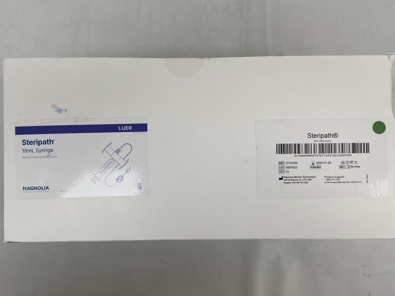 2710-EN - MAGNOLIA MEDICAL - Steripath Blood Collection System, Sterile Pack, Luer, 10ml Syringe, (BX/10) - ( Expiry Date: 2024-01-26 )