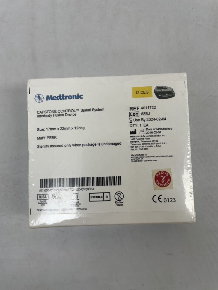 4011722 - MEDTRONIC - Capston Control Spinal System Interbody Fusion  Device 17mm x 22mm x 12deg, (EA) - ( Expiry Date: 2024-02-04 )