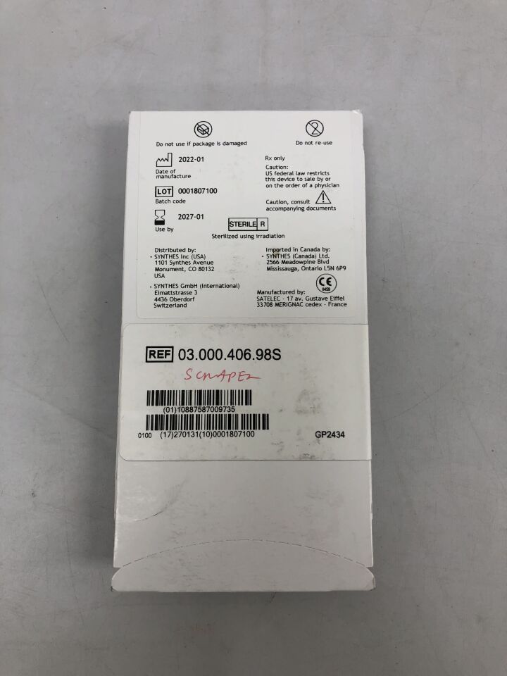 30.000.406.98S - SYNTHES - Scalpel Flat, 21.6 X 11.1 X 3 X 0.5mm, (EA) - ( Expiry Date: 2027-01-01 )