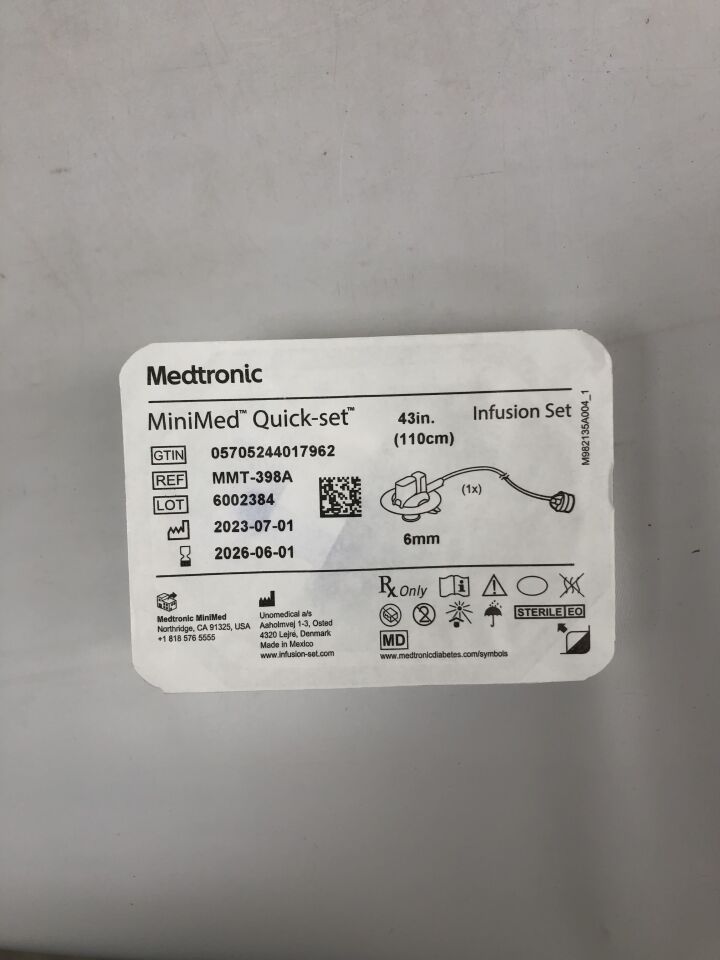 MMT-398A  -  MEDTRONIC  -  Mini-Med Quick set infusion set, 43in , ( EA )  -  ( Expiry Date : 2026-06-01 )
