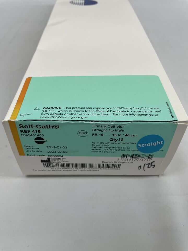 416 - COLOPLAST - Self-Cath Straight Tip, 16 FR, 16" Long, Funnel End, (BX/30) - ( Expiry Date: 2023-07-02 )
