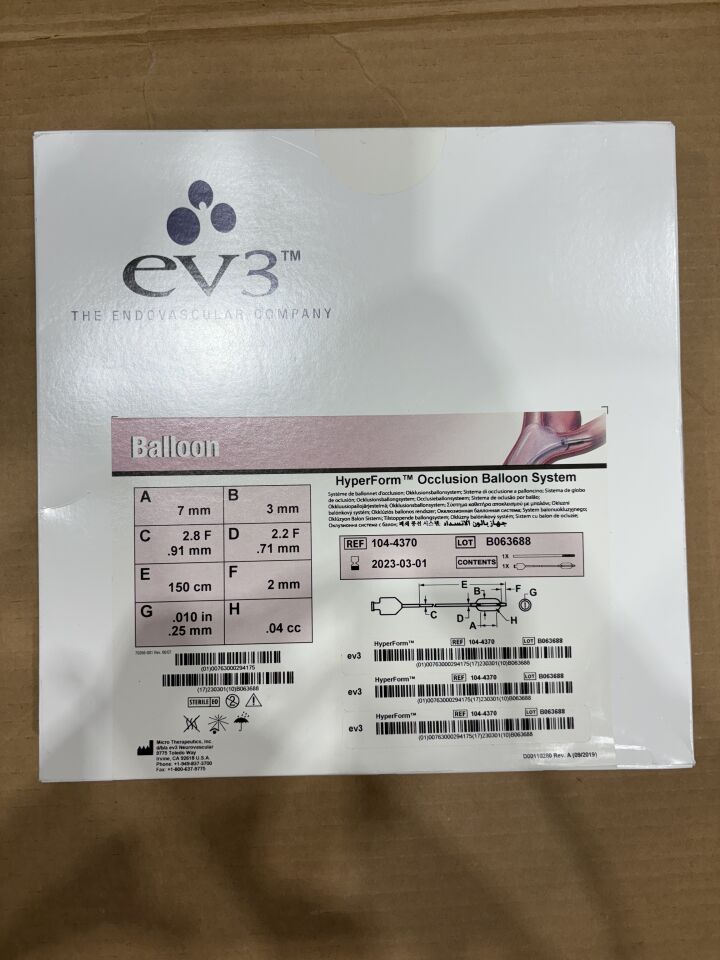 104-4370 - EV3 - HyperForm Occlusion Balloon System - 3mm x 7mm (Balloon Catheter), .010" x 200cm, (EA) - ( Expiry Date: 2023-11-12 )