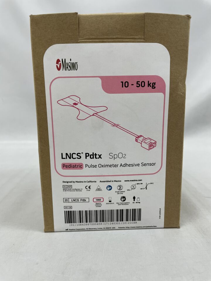 1860 - MASIMO - LNCS Pdtx SpO2 Pediatric Pulse Oximeter Adhesive Sensor , (BX/20) - ( Expiry Date: 2024-03-01 )
