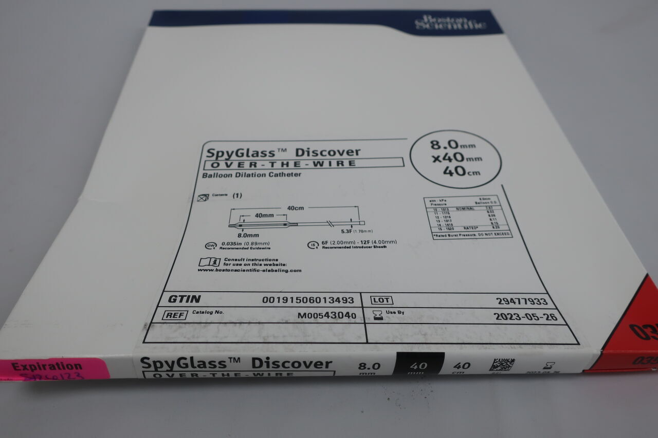 4304 - BOSTON SCIENTIFIC - SpyGlass Discover Balloon Dilation Catheter - OTW - 8.0mm x 40mm x 40cm, () - ( Expiry Date: 2023-05-26 )