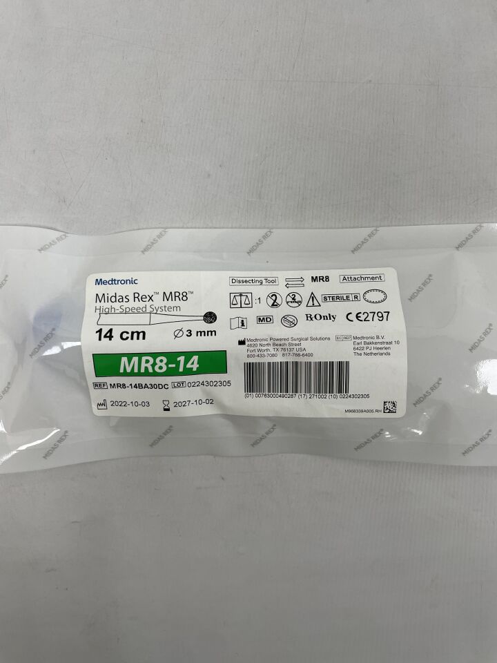 MR8-14BA30DC  -  MEDTRONIC  -  midas rex mr8 high-speed system dissecting tool attachment, 14cm, 3mm , (  )  -  ( Expiry Date : 2027-10-02 )