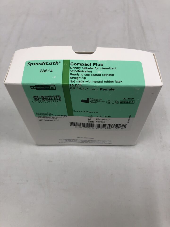 28814 - COLOPLAST - SpeediCath Compact Plus Urinary Catheter, Female, 14F, (BX/60) - ( Expiry Date: 2023-06-15 )