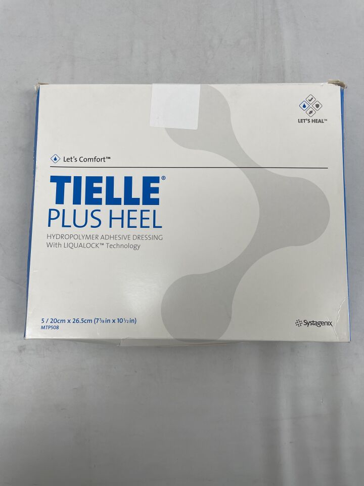 MTP508 - SYSTAGENIX - Tielle Plus Heel Hydropolymer Adhesive Dressing w/Liqualock Technology, 20cm x 26.5cm, (BX/25) - ( Expiry Date: 2023-11-30 )