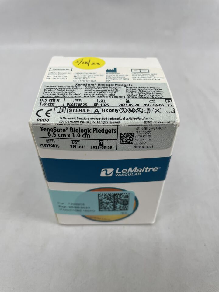 PL0510R25 - LEMAITRE VASCULAR - XenoSure Biologic Pledgets, 0.5cm x 1.0cm, (BX/50) - ( Expiry Date: 2023-05-28 )
