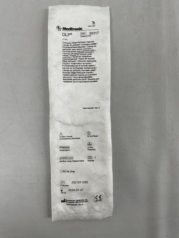 30317 - MEDTRONIC - dlp silicone coronary artery ostial cannula 10" x 17f bulb, (EA) - ( Expiry Date: 2024-01-27 )