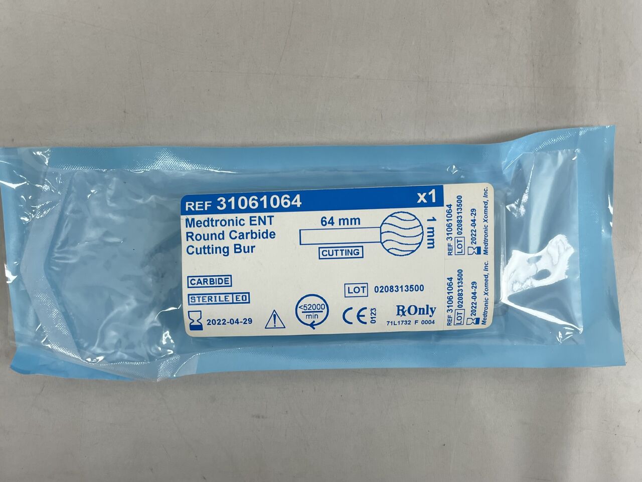 31061064 - MEDTRONIC - ENT ROUND CARBIDE CUTTING BURR, 64mm, (EA) - ( Expiry Date: 2022-04-29 )