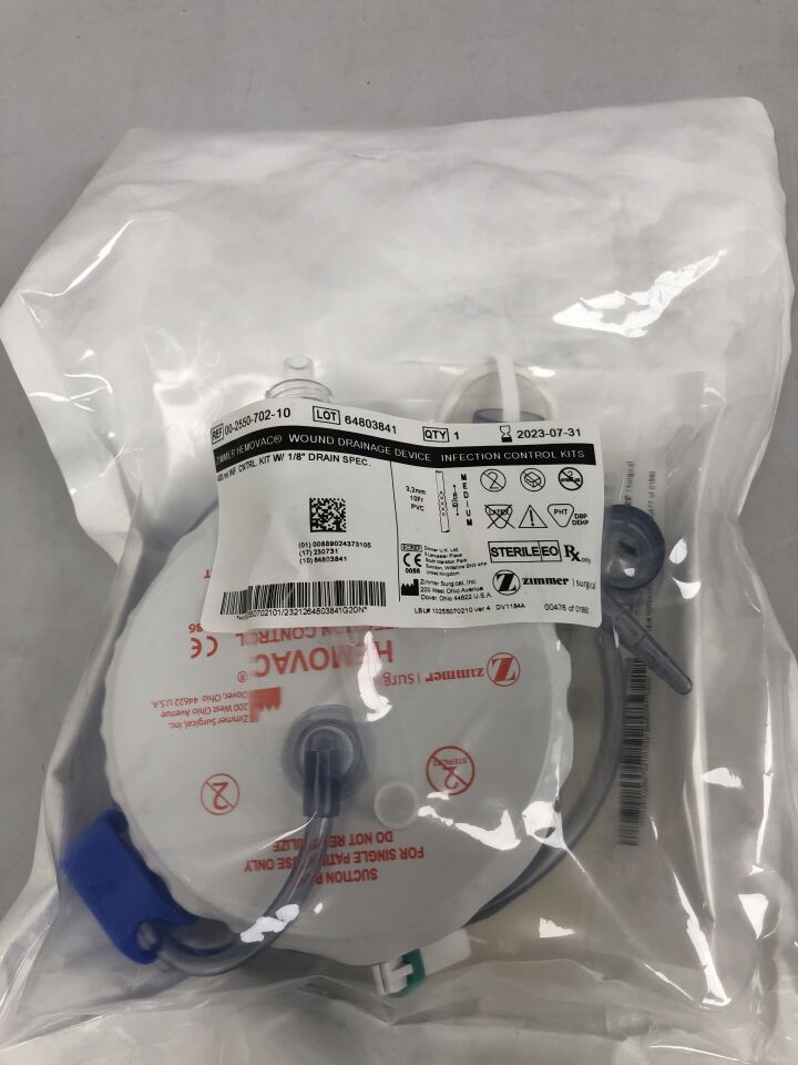 00-2550-702-10 - ZIMMER - Hemovac Wound Drainage Device Infection Control Kits, 400ml, (EA) - ( Expiry Date: 2023-07-31 )