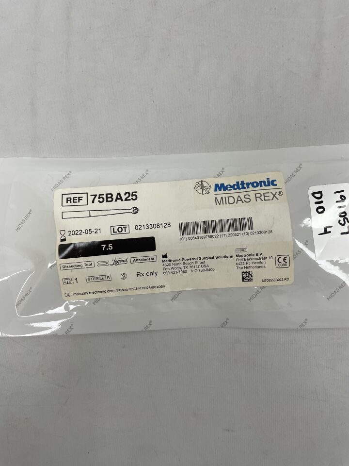 75BA25 - MEDTRONIC - midas rex legend, ball fluted 7.5cm, 2.5mm, (EA) - ( Expiry Date: 2022-05-21 )