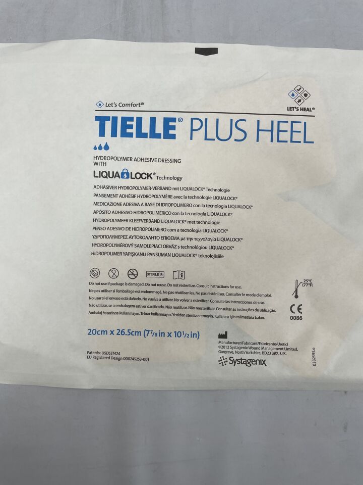 MTP508 - SYSTAGENIX - Tielle Plus Heel Hydropolymer Adhesive Dressing w/Liqualock Technology, 20cm x 26.5cm, (EA) - ( Expiry Date: 2023-11-30 )