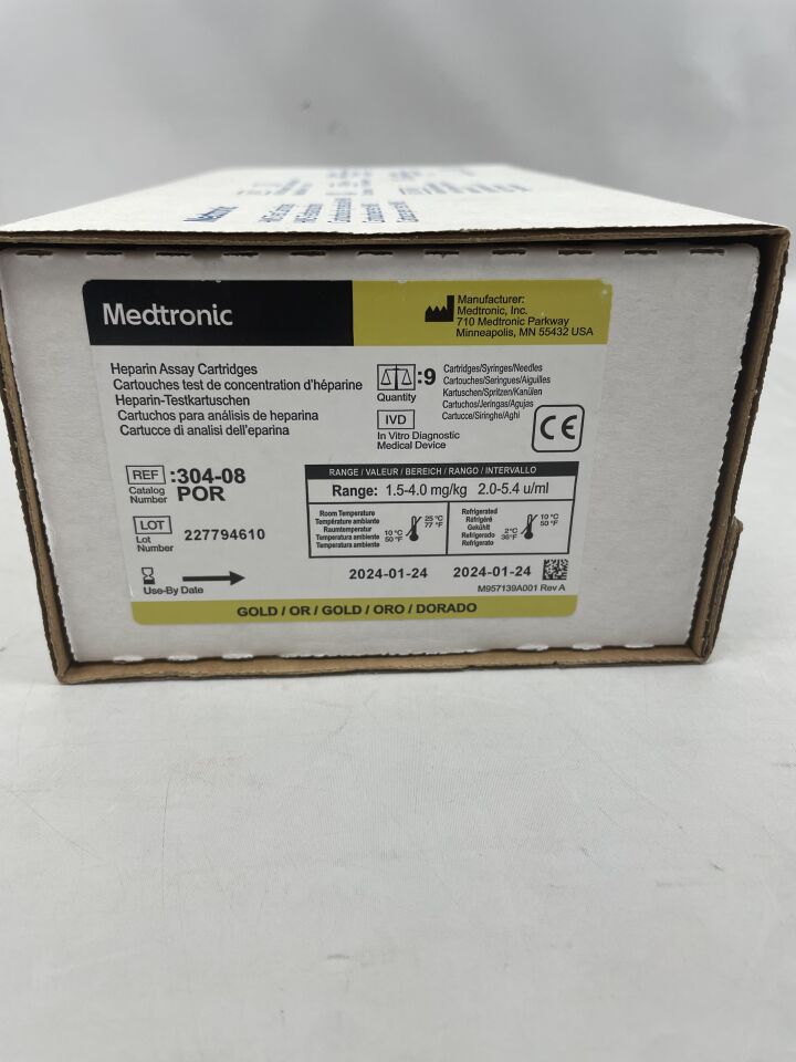 304-08POR - MEDTRONIC - heparin assay cartridges, (BX/9) - ( Expiry Date: 2024-01-24 )