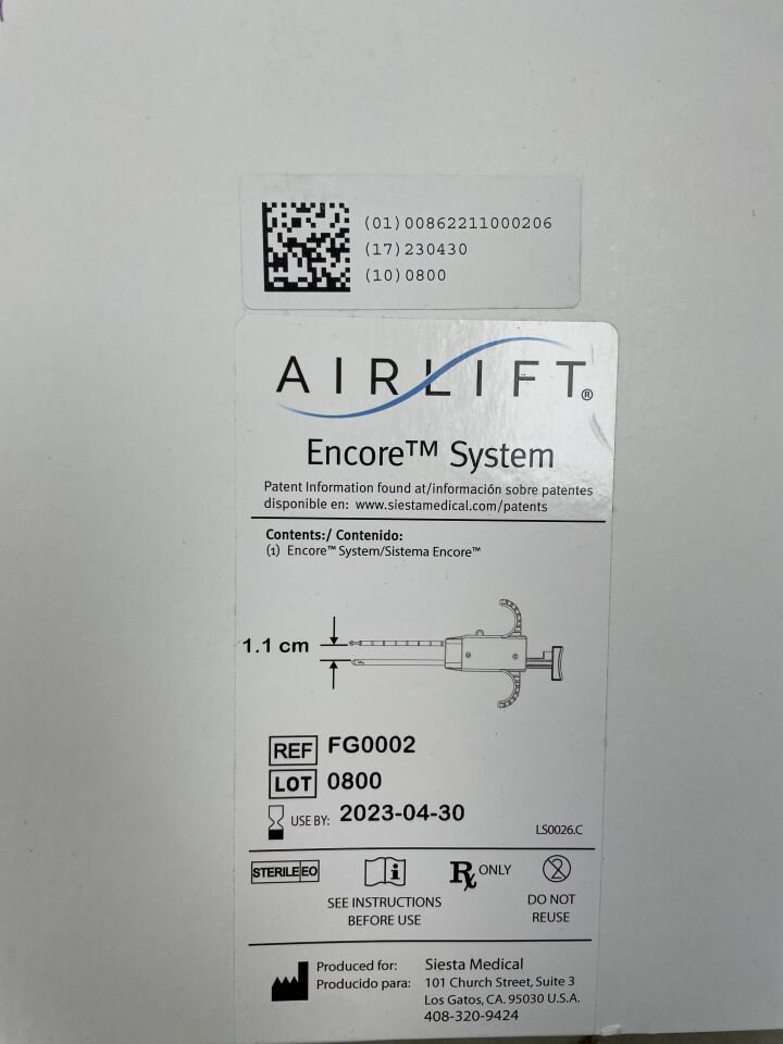 FG0002 - SIESTA - Airlift Encore System, 1.1cm, (BX/1) - ( Expiry Date: 2024-02-29 )