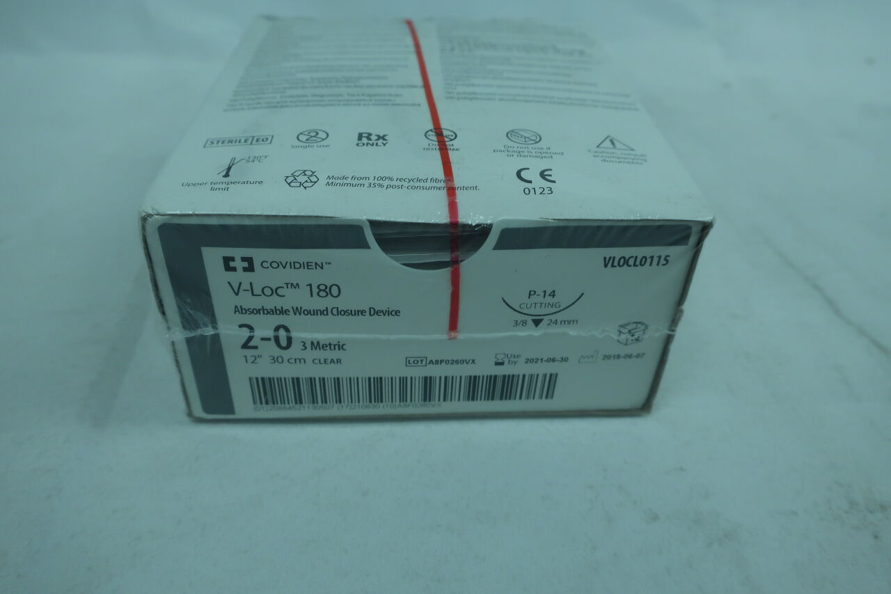 VLOCL0115 - COVIDIEN - V-Loc 180 Absorbable Wound Closure Device, Size 2-0, 12in length, P-14 Needle, (BX/12) - ( Expiry Date: 2024-07-31 )
