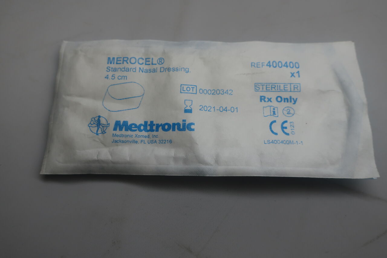 400400 - MEDTRONIC - MEROCEL STANDARD NASAL DRESSING without STRING, 4.5CM, (EA) - ( Expiry Date: 2021-01-01 )