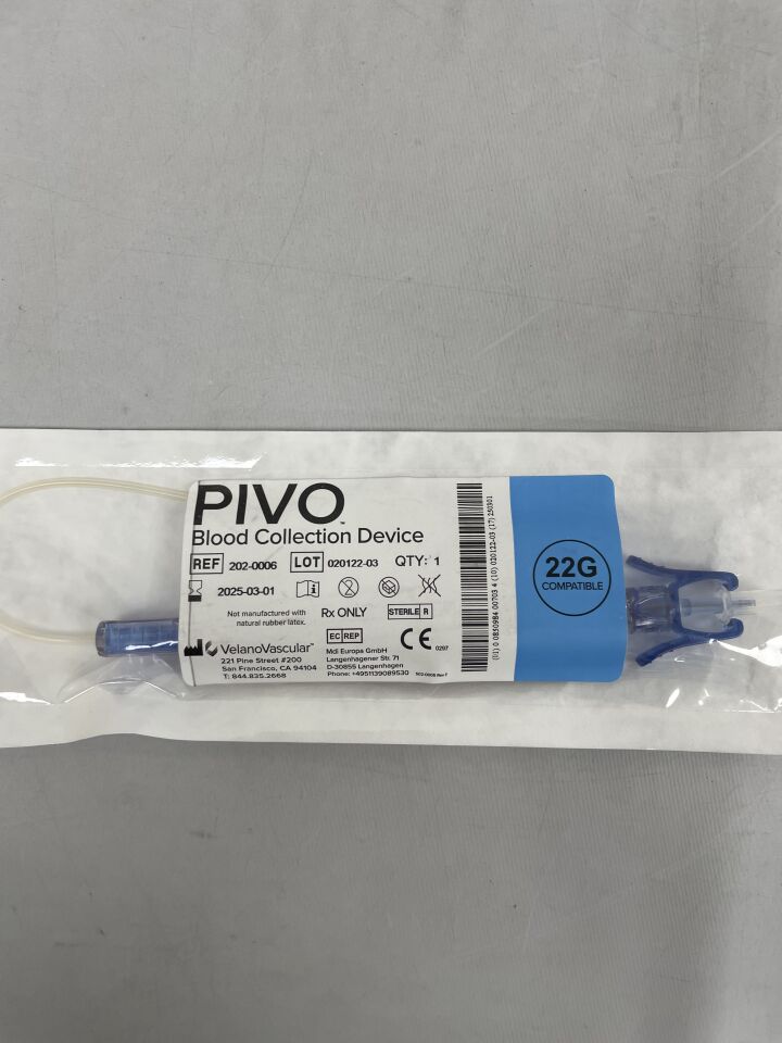 202-0006 - VELANO VASCULAR - PIVO 採血裝置，22G，（EA）-（有效期至：2025-03-01）