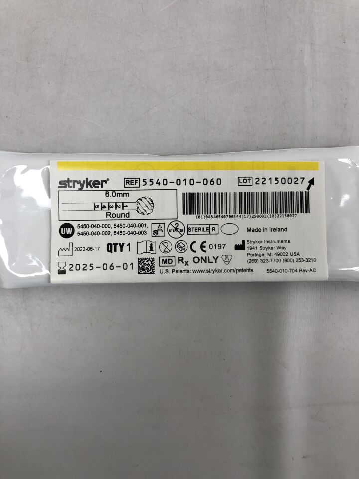 5540-010-060  -  STRYKER  -  Round Bur, 6.0mm , ( EA )  -  ( Expiry Date : 2025-06-01 )