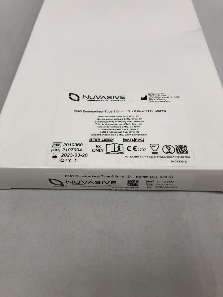 2010360 - NUVASIVE - EMG Endotracheal Tube, 6.0mm x 8.8mm, (BX/1) - ( Expiry Date: 2023-03-20 )
