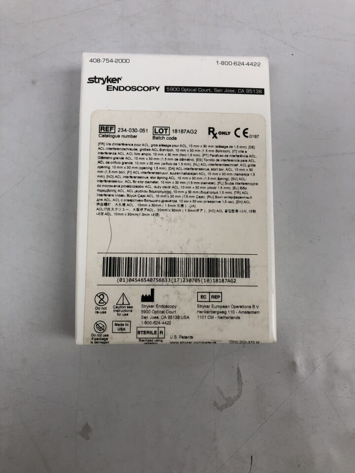 234-030-051 - STRYKER - large bore acl interference screw, 10mm x 30mm, (BX/1) - ( Expiry Date: 2023-07-05 )