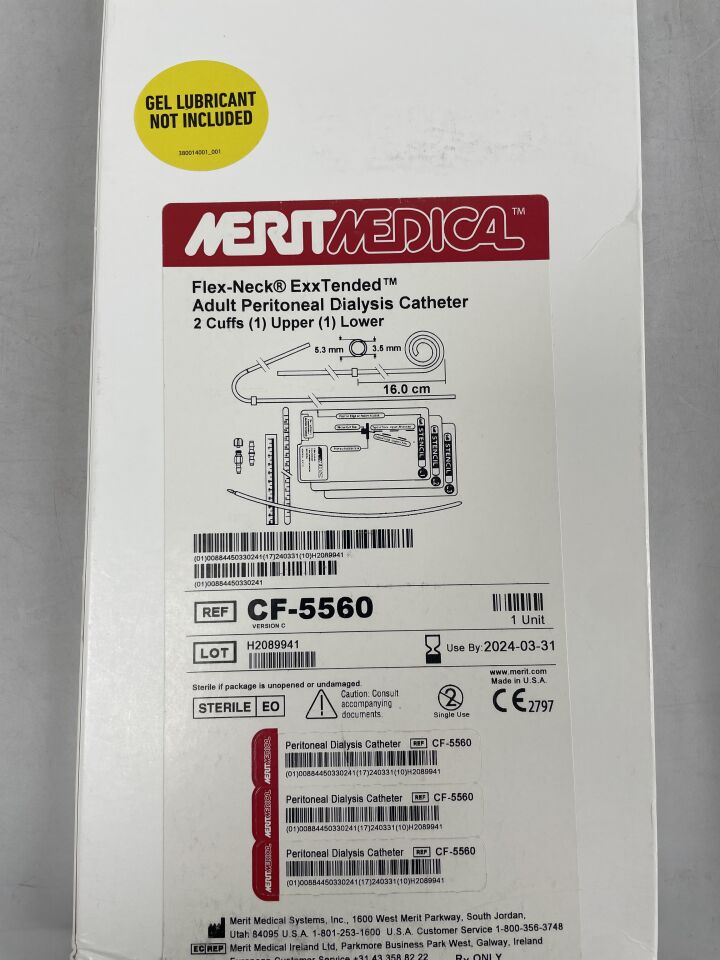 CF-5560/C - MERIT MEDICAL - Flex-Neck ExxTended Adult Peritoneal Dialysis Catheter, 16cm, (BX/1) - ( Expiry Date: 2024-03-31 )