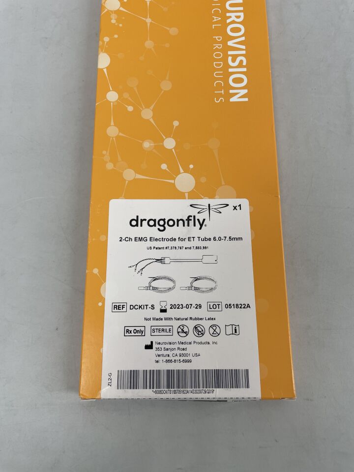 DCKIT-S - NEUROVISION - DRAGONFLY 2-Ch EMG ELECTRODE for ET Tube, 6-7.5mm, (BX/1) - ( Expiry Date: 2023-07-29 )