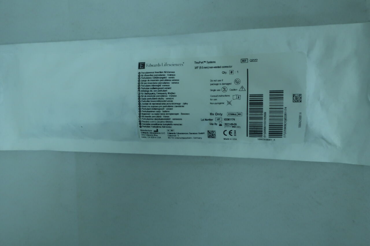 QD22 - EDWARDS - QUICKDRAW FEMORAL VENOUS CANNULA With INSERTION KIT, 22F X 65CM, (BX/1) - ( Expiry Date: 2022-11-30 )