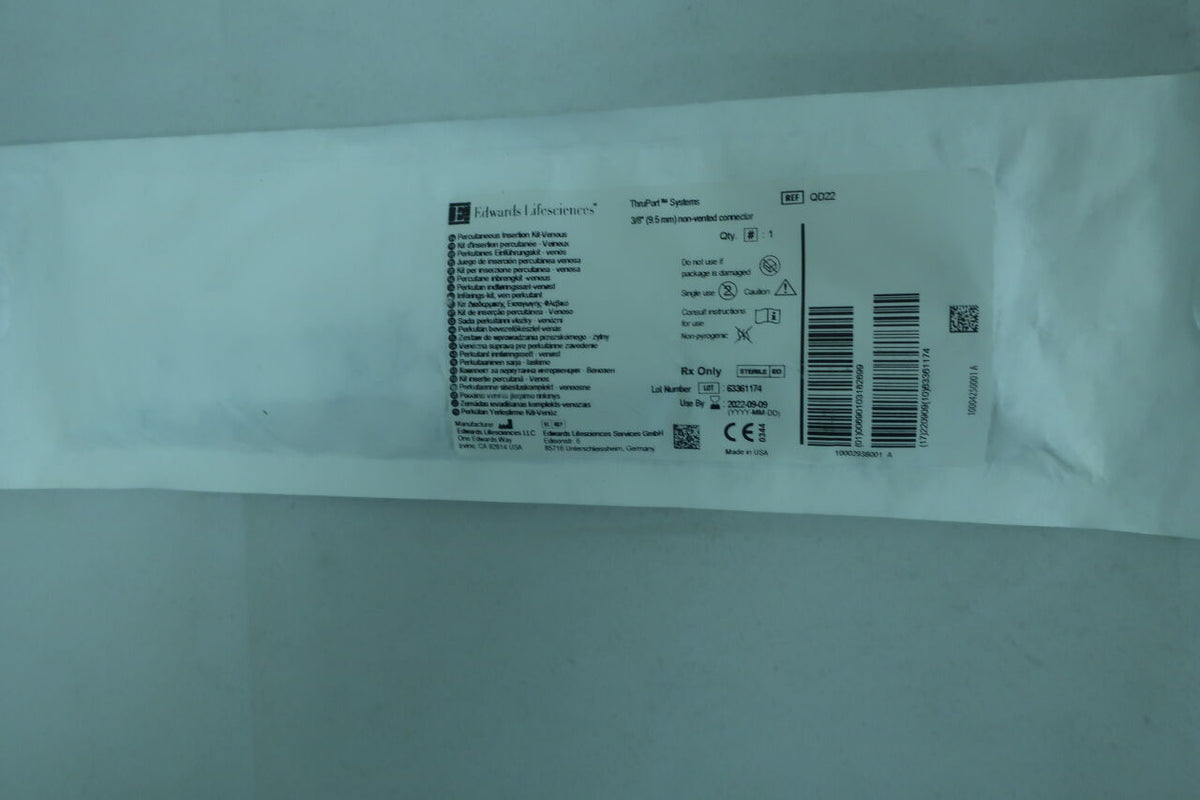 QD22 - EDWARDS - QUICKDRAW FEMORAL VENOUS CANNULA With INSERTION KIT, 22F X 65CM, (BX/1)