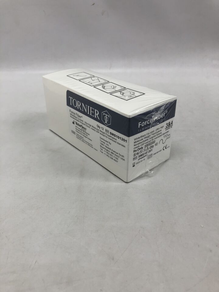 SMS101201 - TELEFLEX - Tornier Force Fiber White Black Co-braid Ultra High Molecular Surgical Suture, (BX/12) - ( Expiry Date: 2023-12-19 )